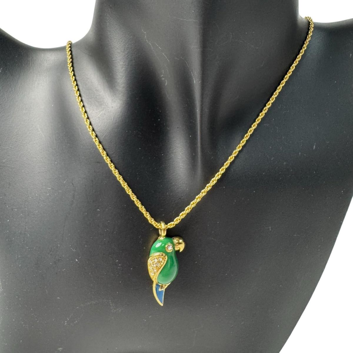 Dior Parakeet Motif Rhinestone Necklace Vintage — view 2
