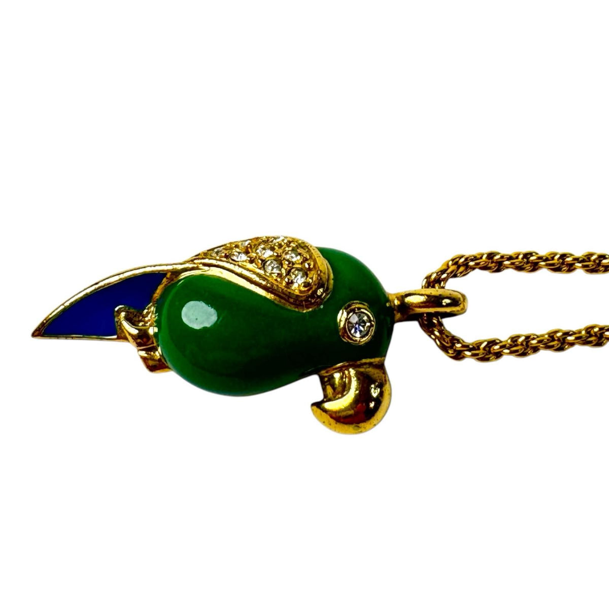 Dior Parakeet Motif Rhinestone Necklace Vintage — view 5