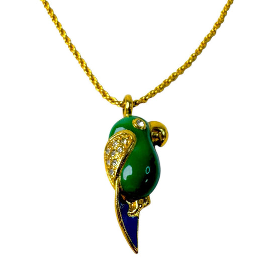 Dior Parakeet Motif Rhinestone Necklace Vintage
