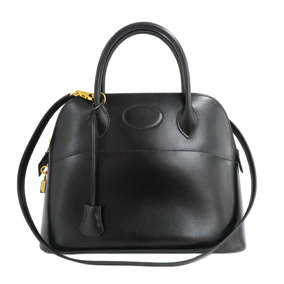 Hermes Bolide 31 Box Calf Black Handbag 2-Way Gold
