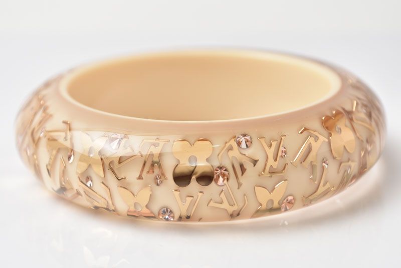 Louis Vuitton Bangle Bracelet Ankle John GM Beige Gold — view 3