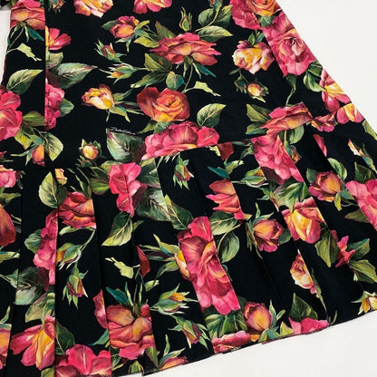 Dolce & Gabbana Rose Print Short Sleeve Dress Pleated Contrast Floral Decorative — view 6