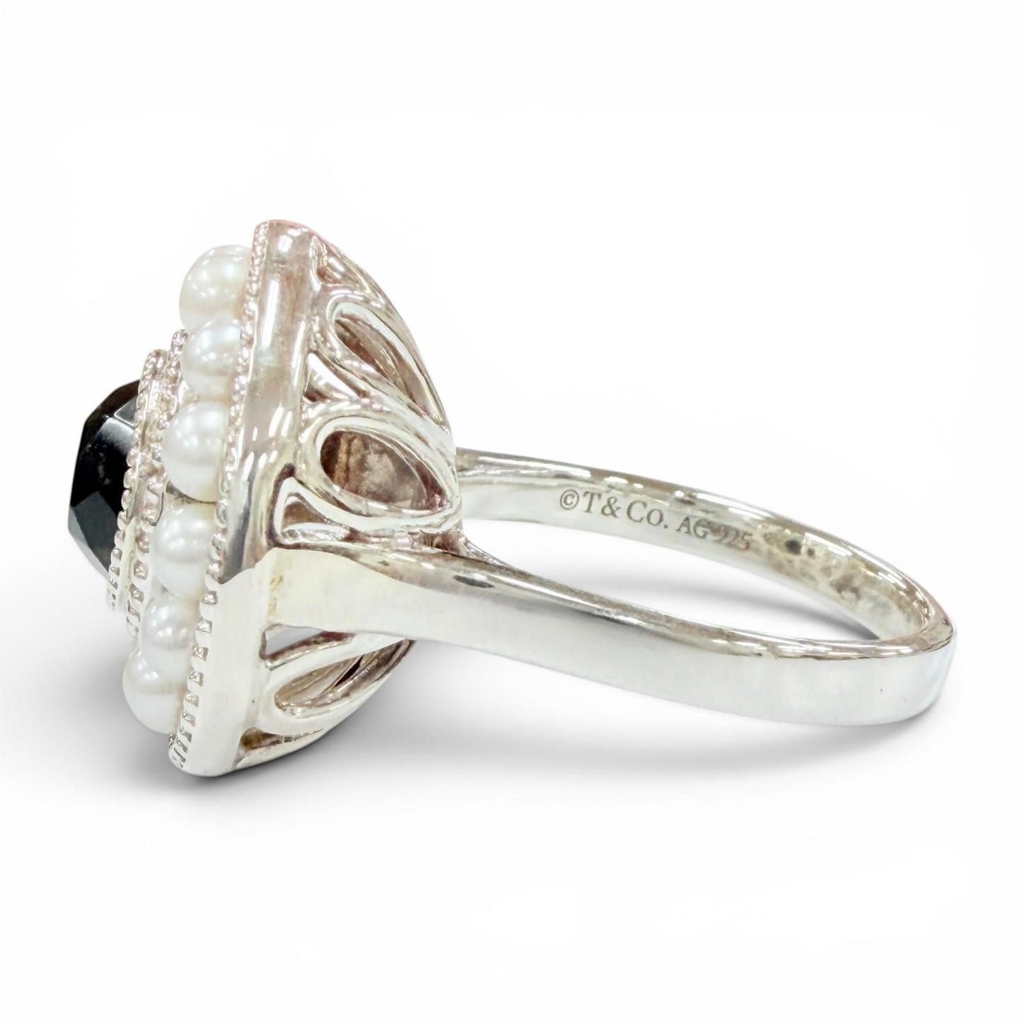 Tiffany & Co Ziegfeld Collection Ring 925 Onyx Fresh Water Pearl — view 3
