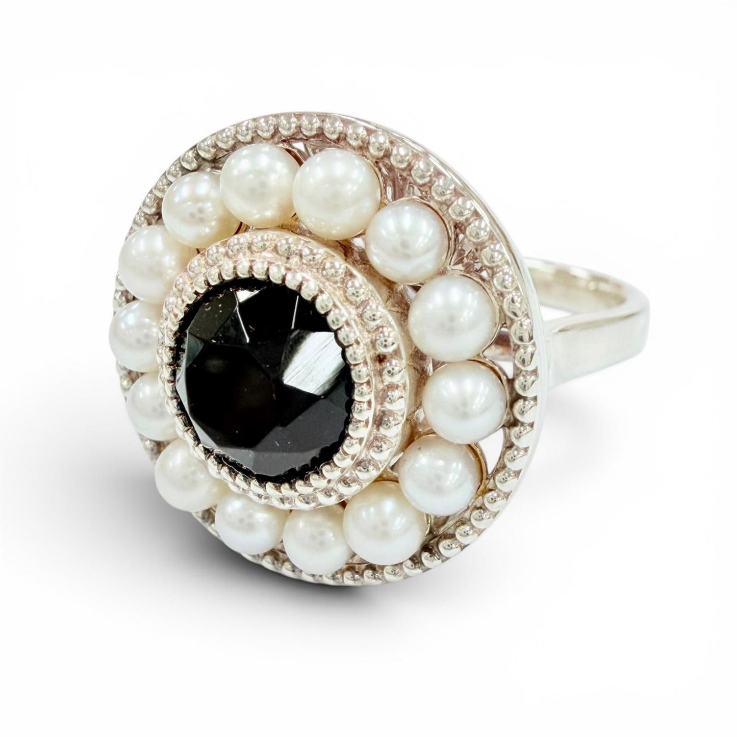 Tiffany & Co Ziegfeld Collection Ring 925 Onyx Fresh Water Pearl