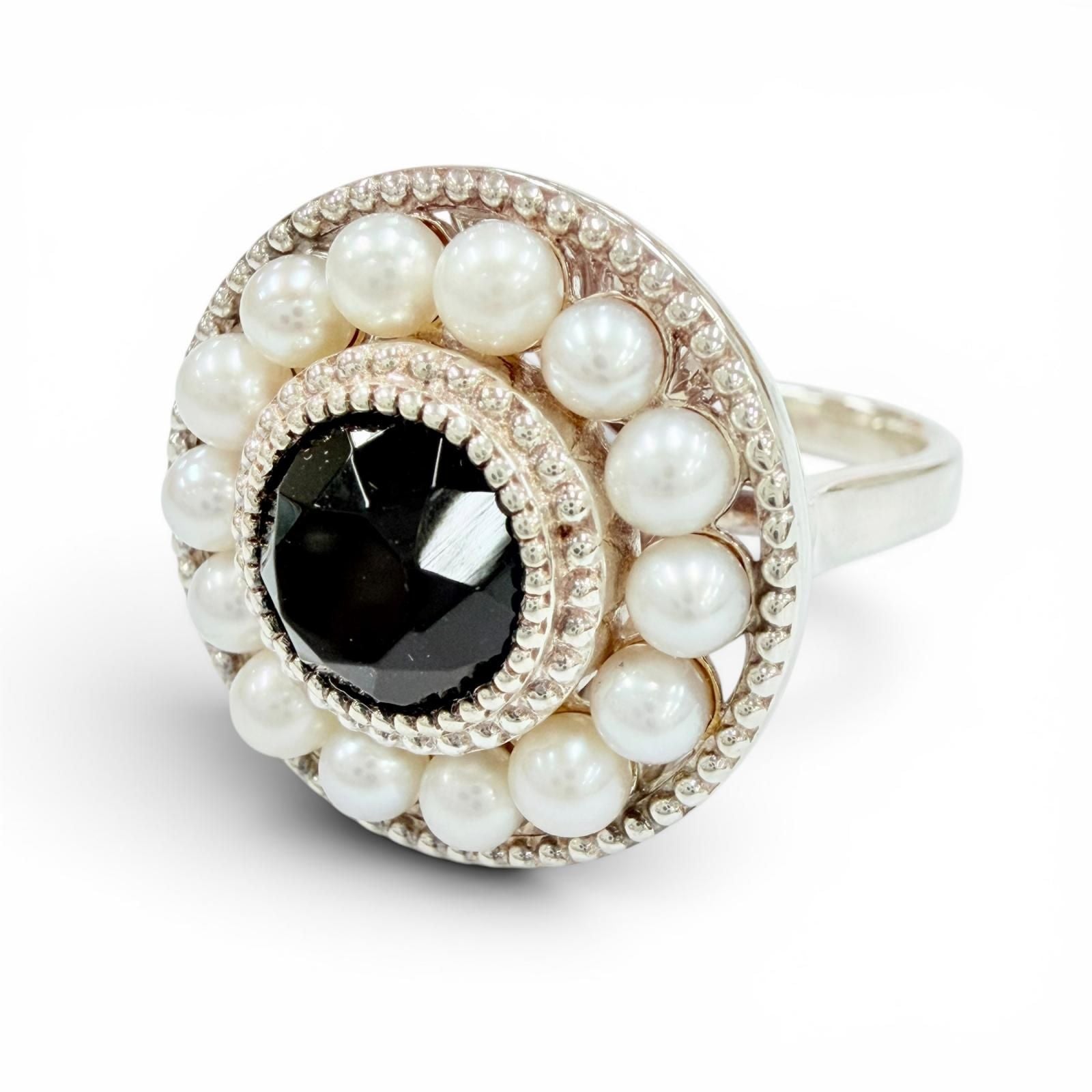 Tiffany & Co Ziegfeld Collection Ring 925 Onyx Fresh Water Pearl