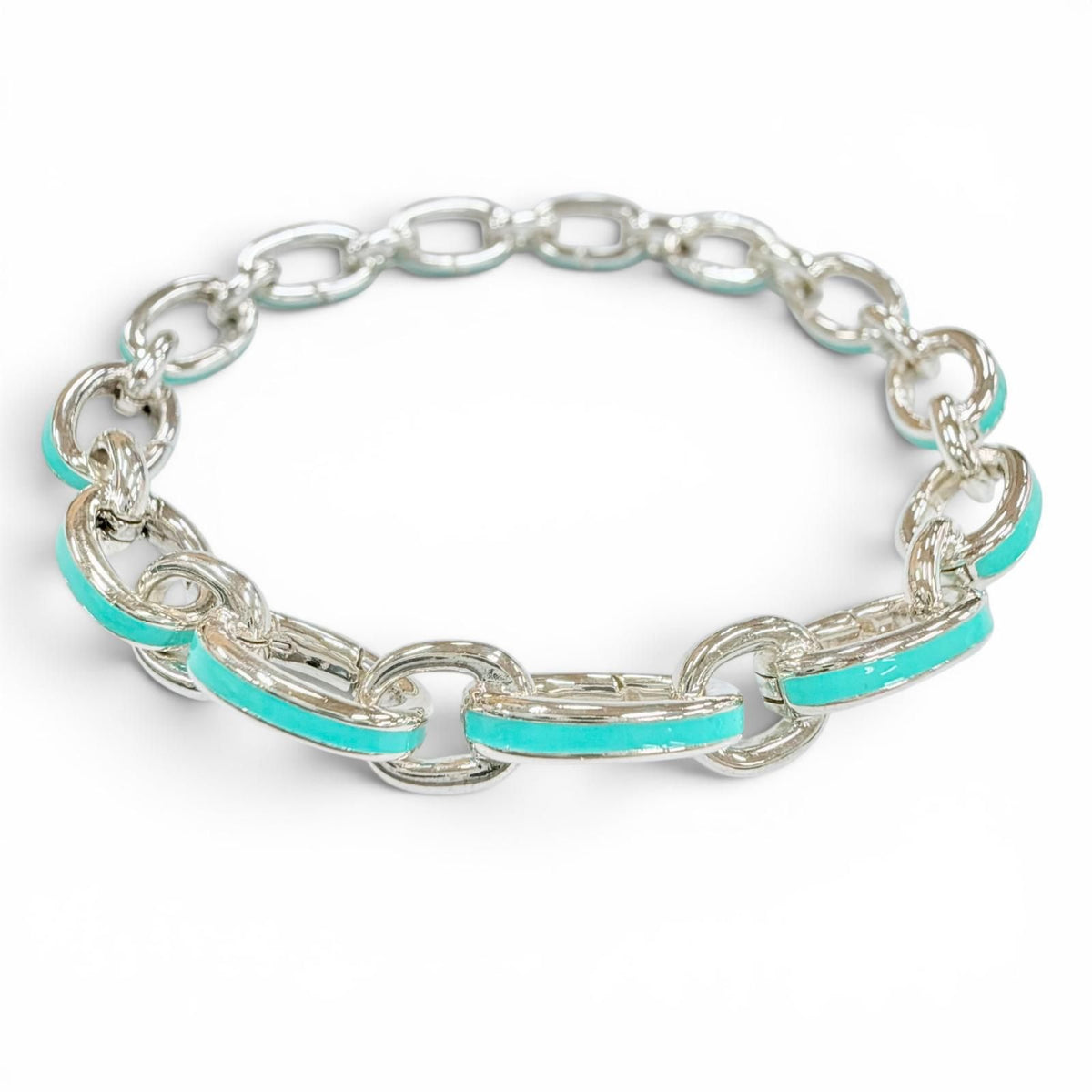 Tiffany & Co Clasping Link 925 18 Bracelet Silver Blue