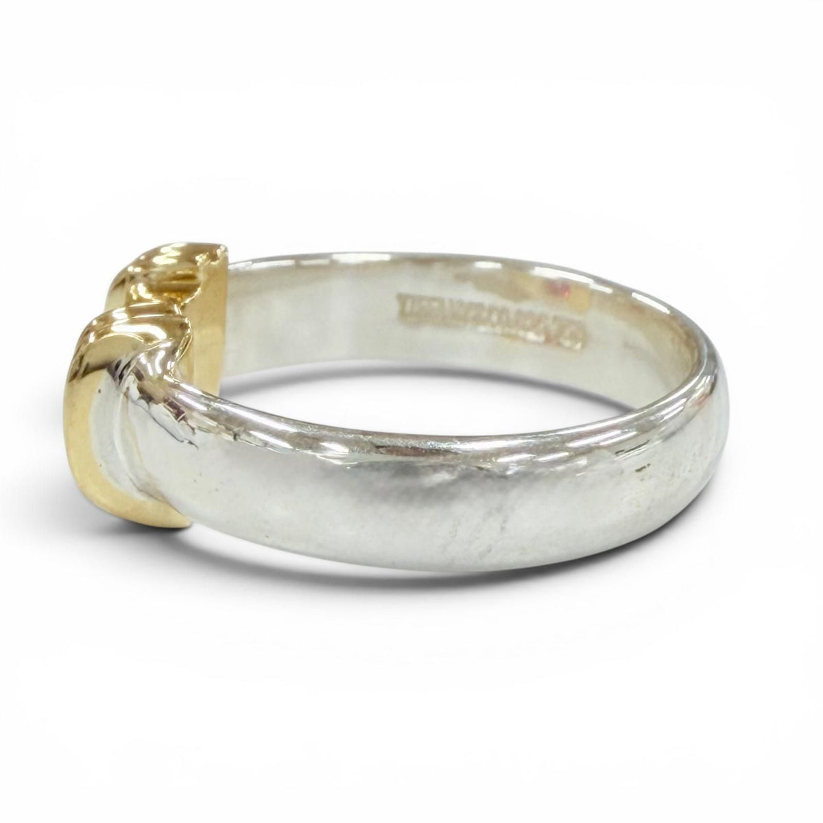 Tiffany & Co Vintage Stacking Band Ring 925 750 Silver Gold — view 2