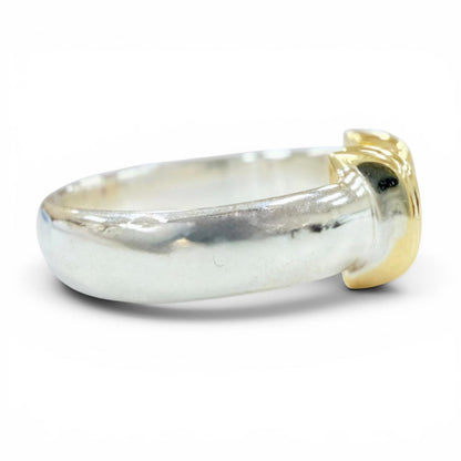 Tiffany & Co Vintage Stacking Band Ring 925 750 Silver Gold — view 4