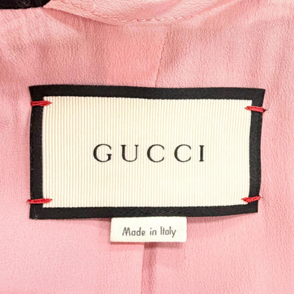 Gucci Wool Mink Interlocking G Pearl Button Frill Coat — view 8