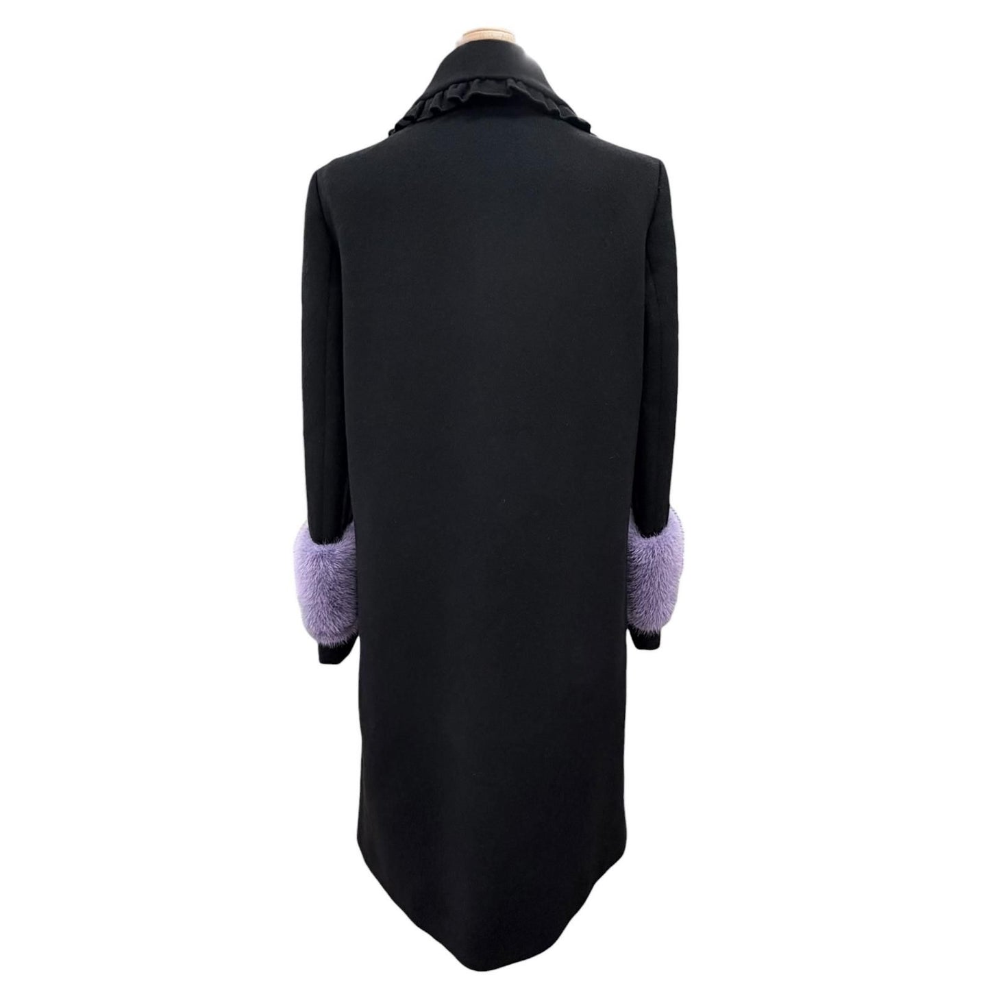 Gucci Wool Mink Interlocking G Pearl Button Frill Coat — view 4