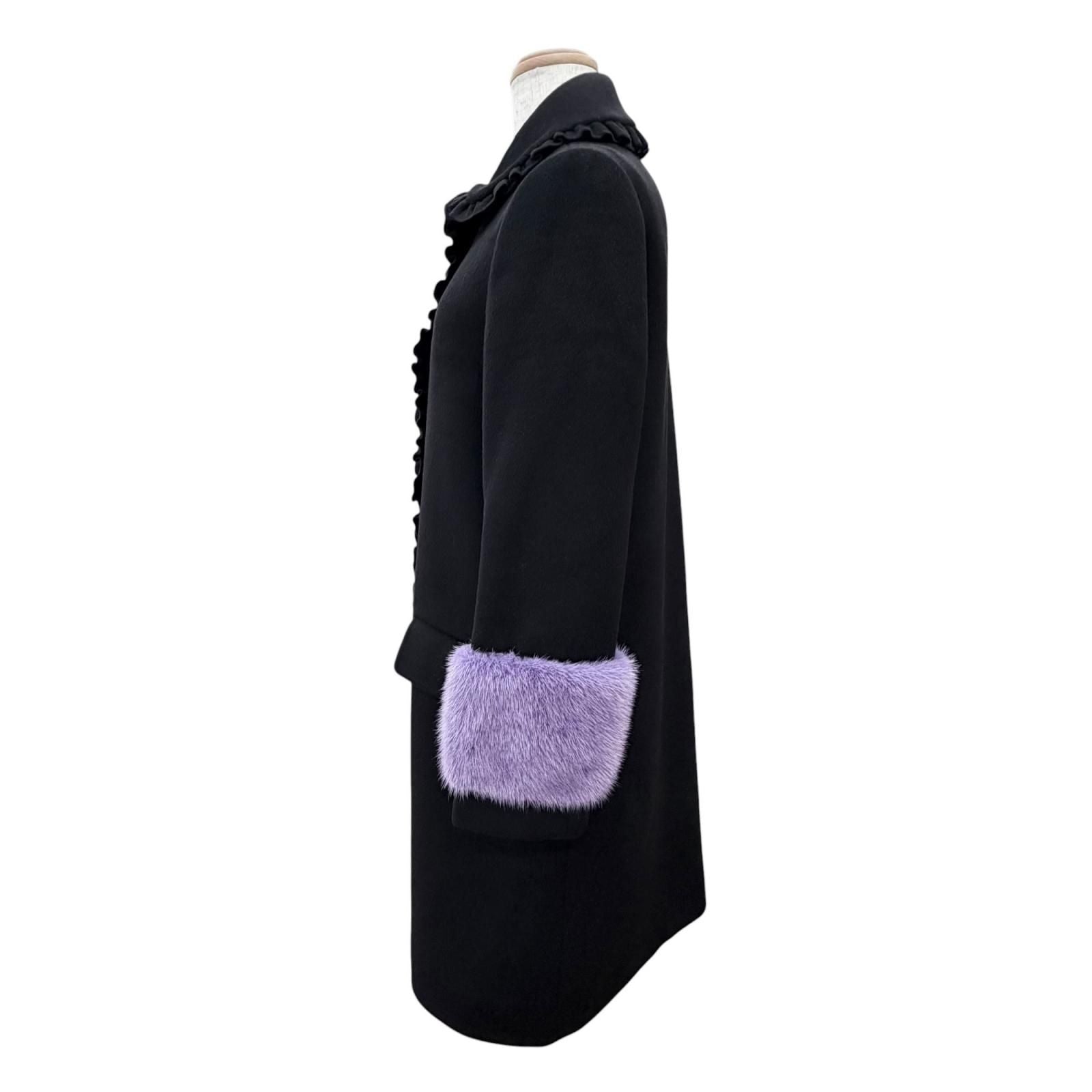 Gucci Wool Mink Interlocking G Pearl Button Frill Coat — view 3