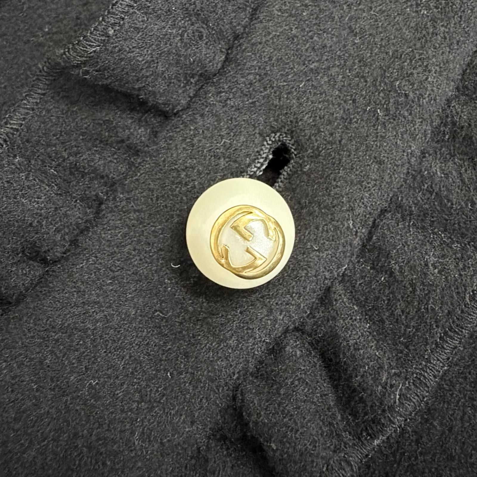 Gucci Wool Mink Interlocking G Pearl Button Frill Coat — view 7