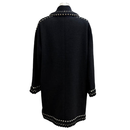 Chanel 91A Vintage Wool CC Logo Gold Button Lining Gripoix Print Tweed Coat — view 4