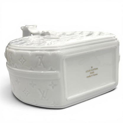 Louis Vuitton Vase Porcelain Monogram Pattern Embossed Bag Motif White — view 5