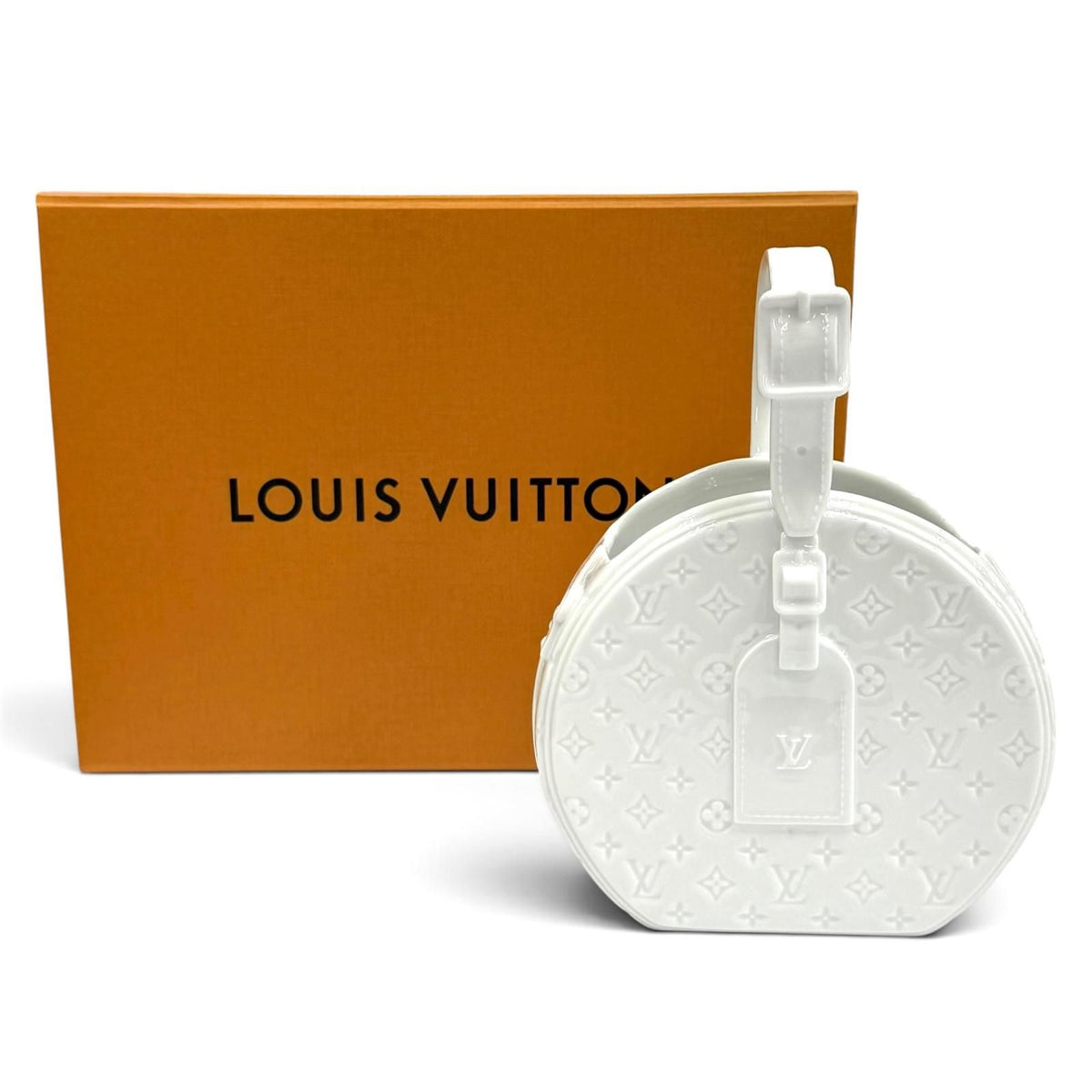 Louis Vuitton Vase Porcelain Monogram Pattern Embossed Bag Motif White — view 2