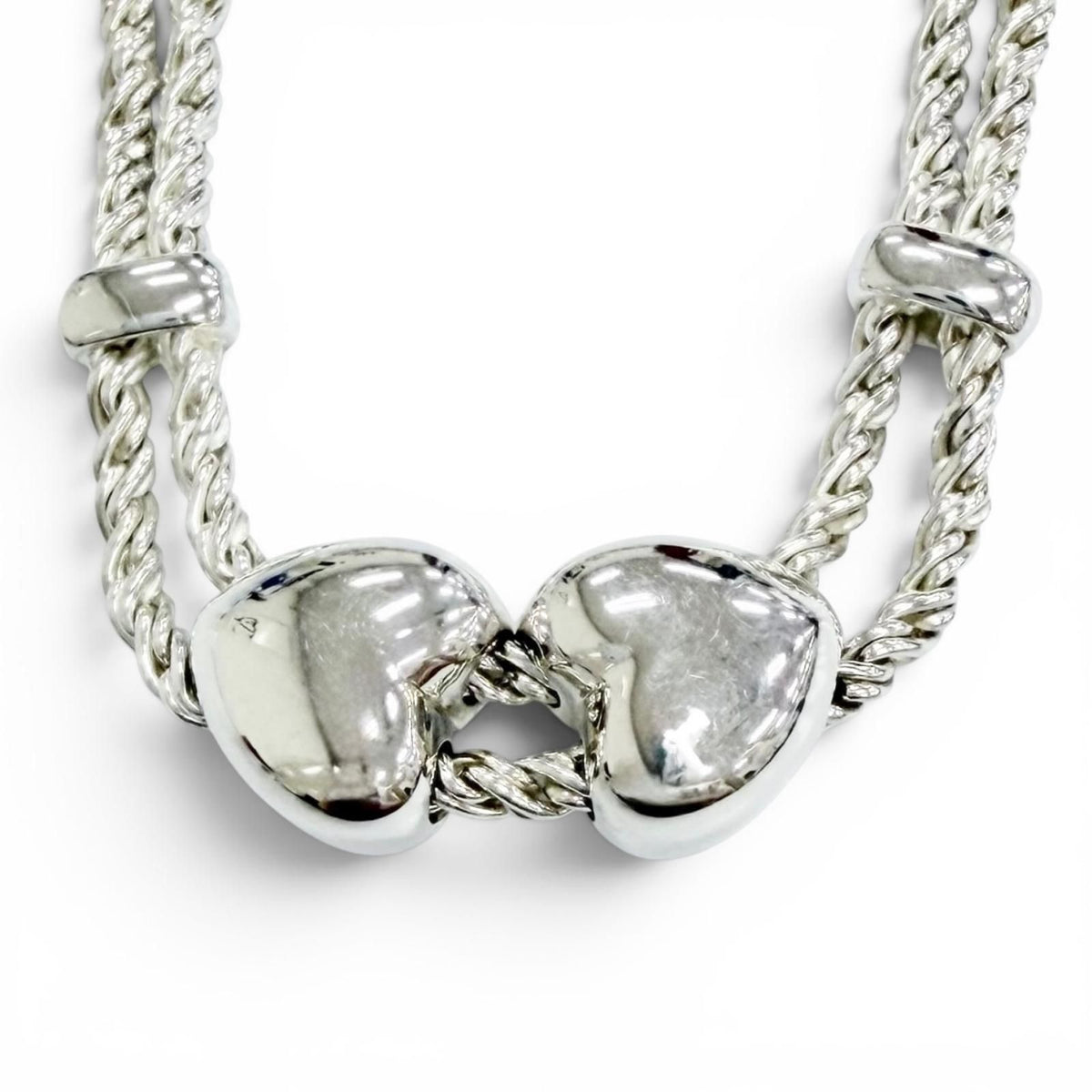 Tiffany & Co Double Rope Heart 925 Choker Necklace Silver