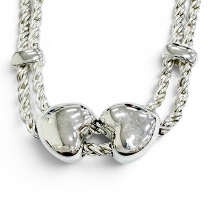 Tiffany & Co Double Rope Heart 925 Choker Necklace Silver