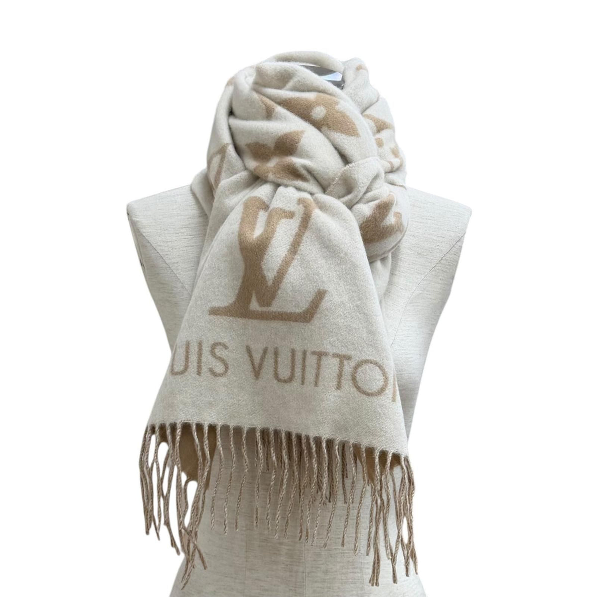 Louis Vuitton Scarf Reykjavik 100% Cashmere Monogram With Fringe 170 45 — view 4