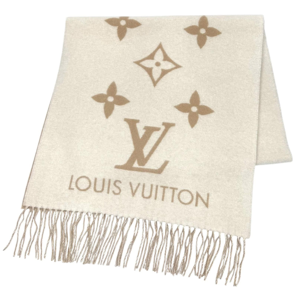 Louis Vuitton Scarf Reykjavik 100% Cashmere Monogram With Fringe 170 45
