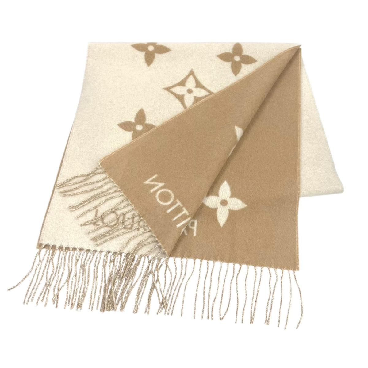 Louis Vuitton Scarf Reykjavik 100% Cashmere Monogram With Fringe 170 45 — view 3