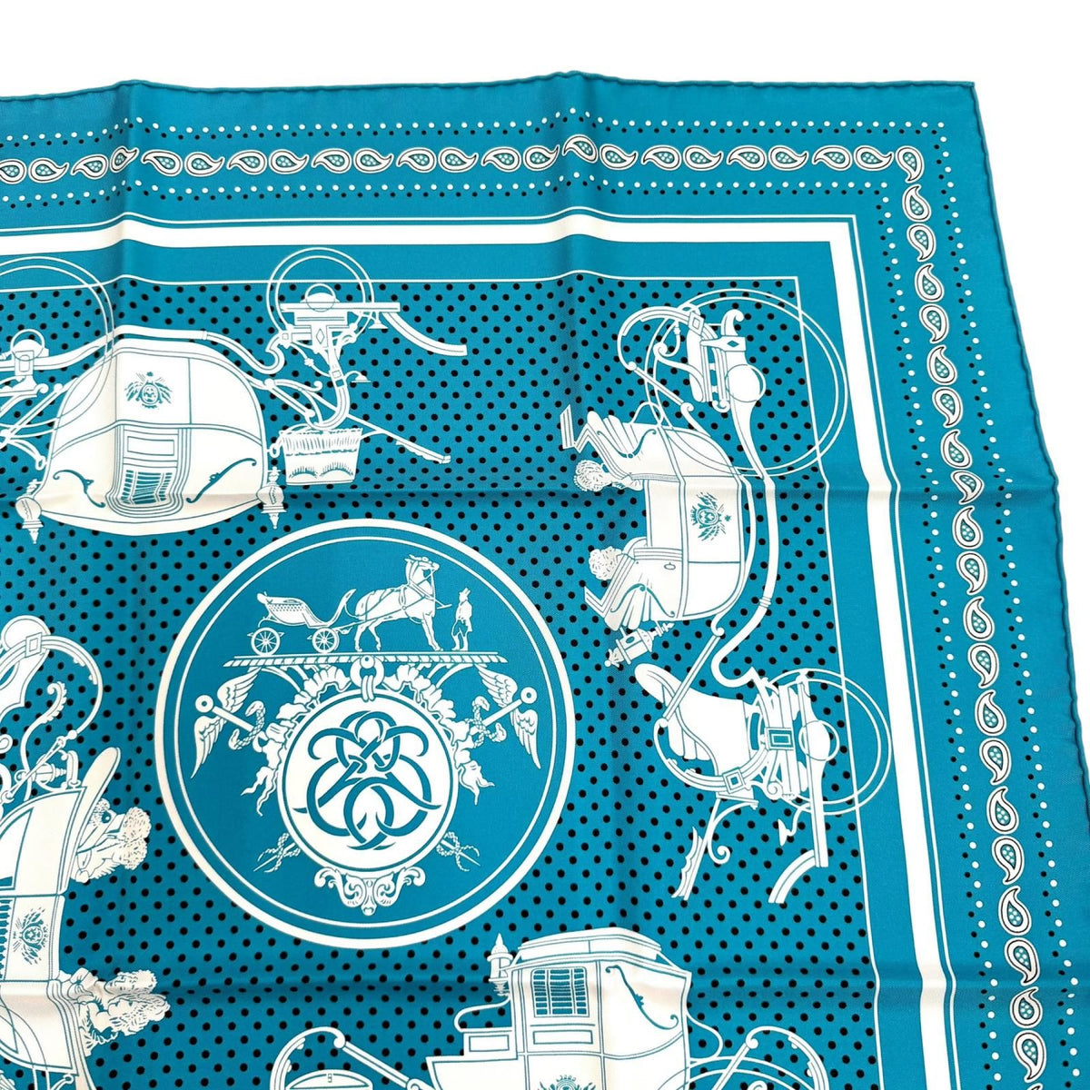 Hermes Carre 55 Ex Libris 100% Silk Scarf Turquoise — view 4