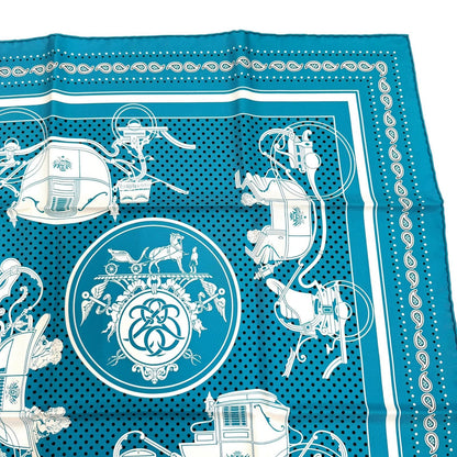 Hermes Carre 55 Ex Libris 100% Silk Scarf Turquoise — view 4
