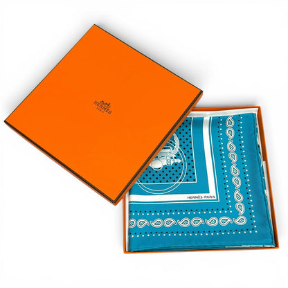 Hermes Carre 55 Ex Libris 100% Silk Scarf Turquoise — view 2
