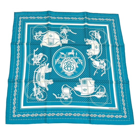 Hermes Carre 55 Ex Libris 100% Silk Scarf Turquoise