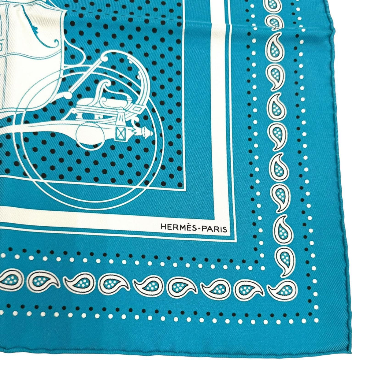 Hermes Carre 55 Ex Libris 100% Silk Scarf Turquoise — view 6
