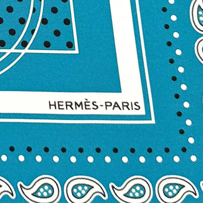 Hermes Carre 55 Ex Libris 100% Silk Scarf Turquoise — view 7