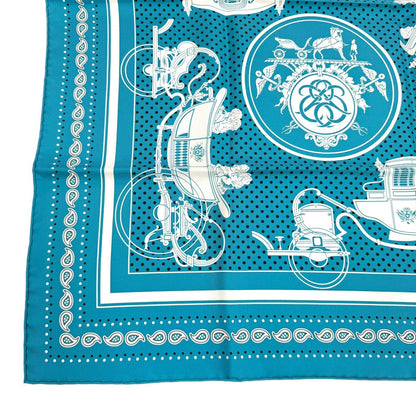 Hermes Carre 55 Ex Libris 100% Silk Scarf Turquoise — view 5