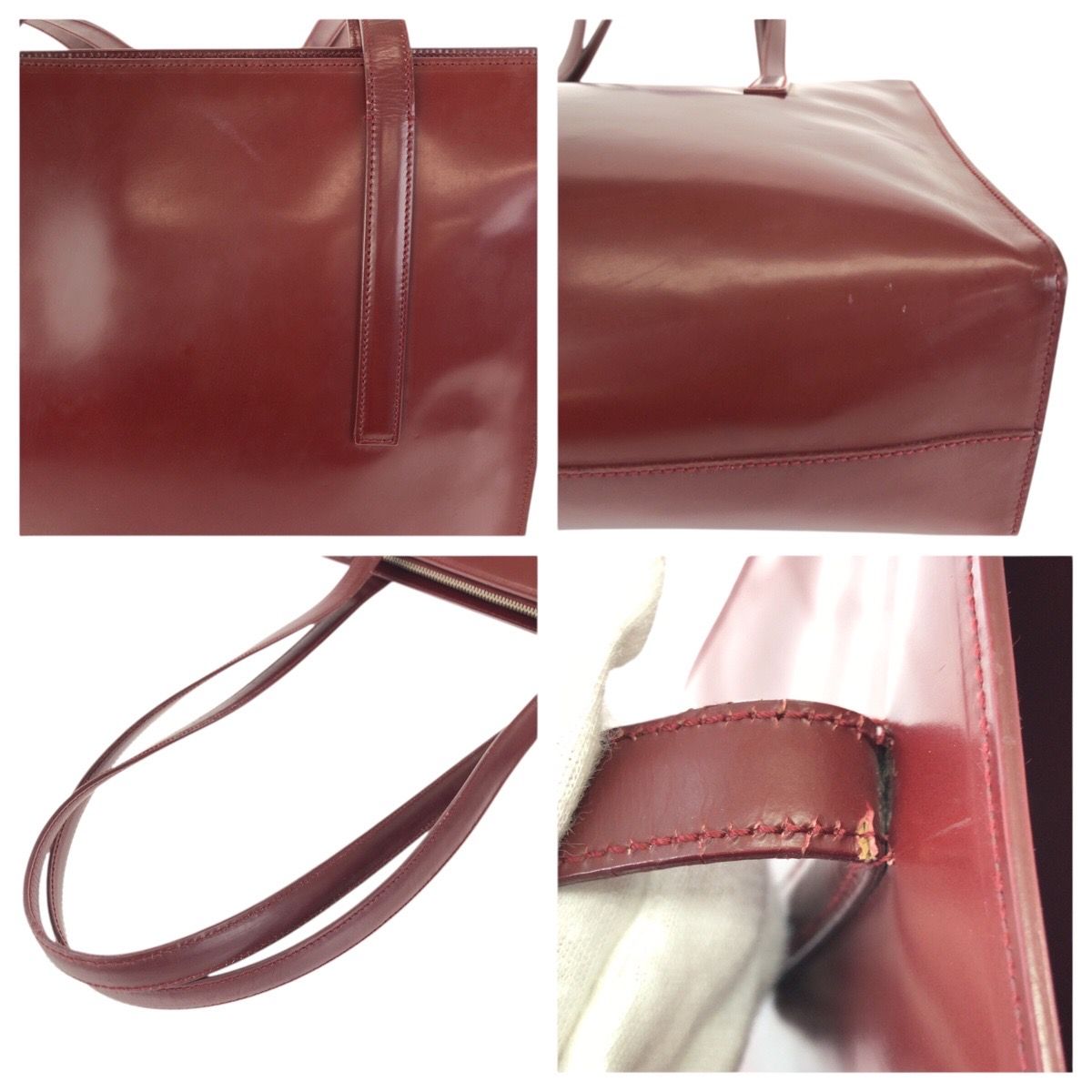 Prada Spazzolato Wine Red Bordeaux Patent Leather Shoulder Bag — view 6