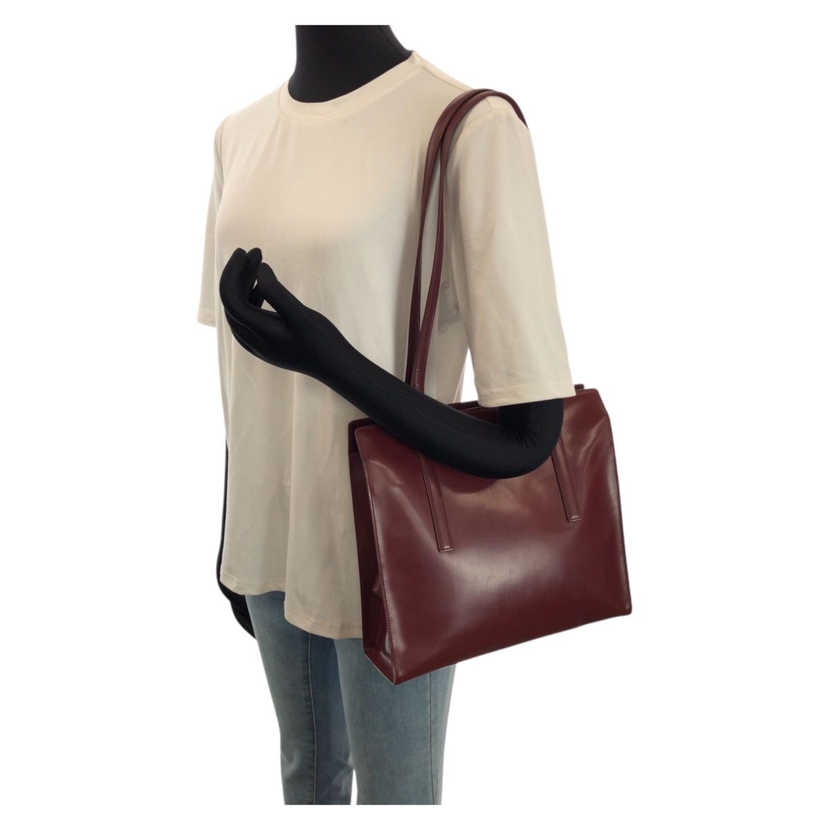 Prada Spazzolato Wine Red Bordeaux Patent Leather Shoulder Bag — view 7