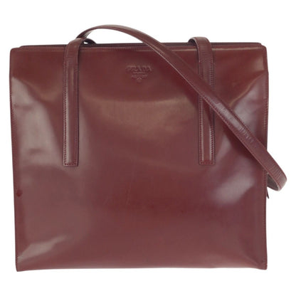Prada Spazzolato Wine Red Bordeaux Patent Leather Shoulder Bag
