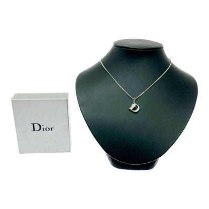 Dior Plated D Logo Belt Necklace Silver