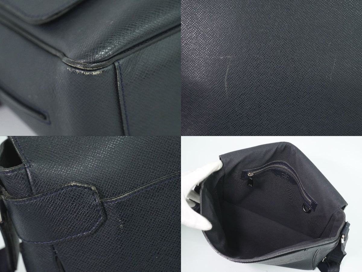 Louis Vuitton LV Roman MM Taiga Leather Shoulder Bag Boreal Dark Navy — view 7