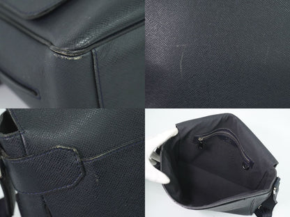 Louis Vuitton LV Roman MM Taiga Leather Shoulder Bag Boreal Dark Navy — view 7