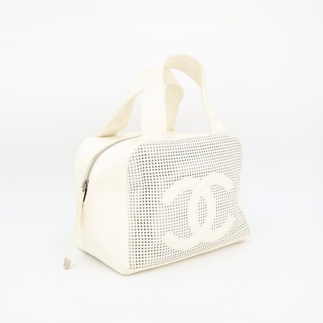 Chanel Perforated Handbag White Mini