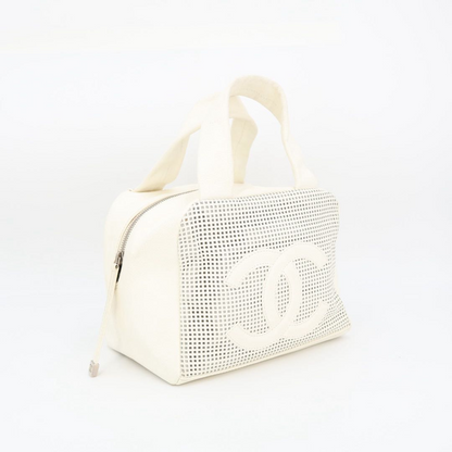 Chanel Perforated Handbag White Mini