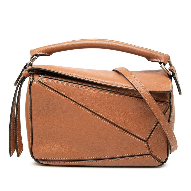 Loewe Puzzle Mini 2-Way Shoulder Bag Brown Leather