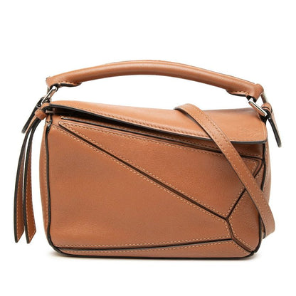 Loewe Puzzle Mini 2-Way Shoulder Bag Brown Leather