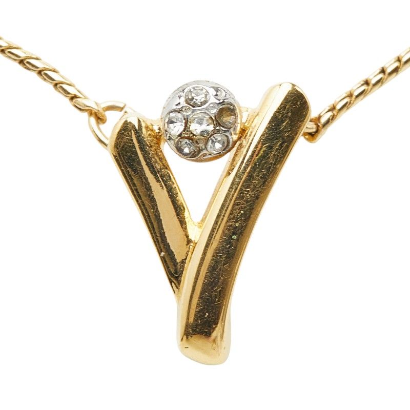 Saint Laurent Chain Pendant Gold Plated Rhinestone — view 2
