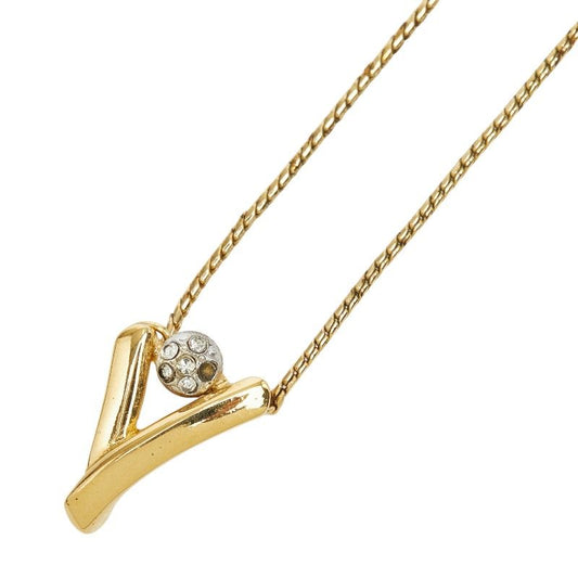 Saint Laurent Chain Pendant Gold Plated Rhinestone