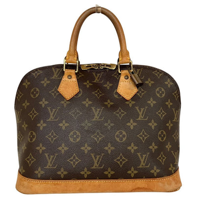Louis Vuitton Alma Monogram Handbag Leather Canvas