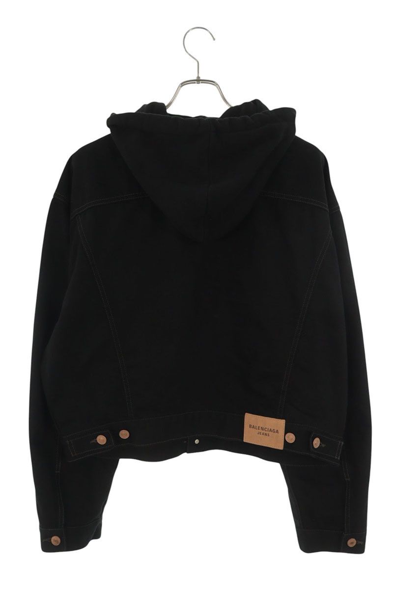 Balenciaga Hooded Cropped Denim Jacket 34 — view 2