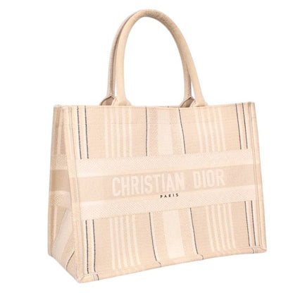 Dior Book Tote Bag Striped Canvas