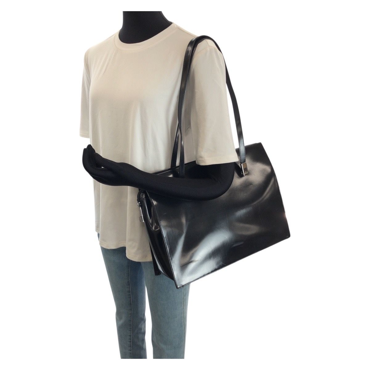Gucci Black Silver Patent 001 Shoulder Bag — view 7