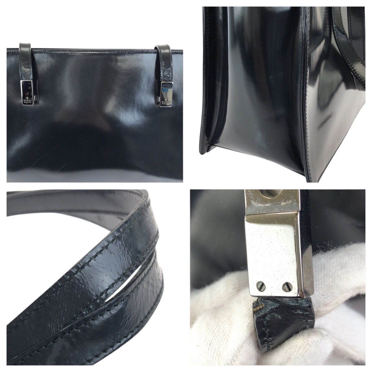 Gucci Black Silver Patent 001 Shoulder Bag — view 6