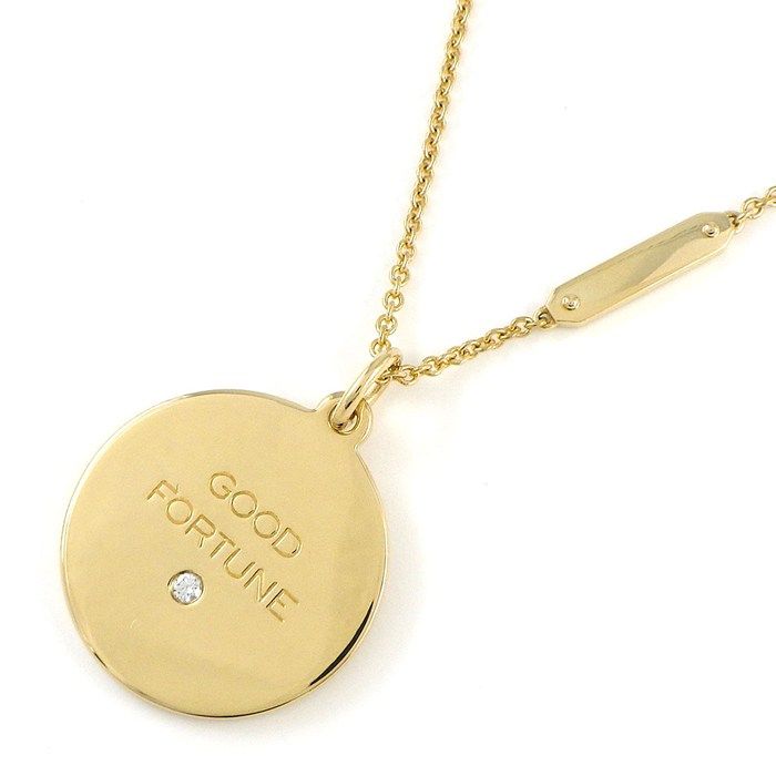 Tiffany & Co Necklace Future Round Charm Vintage 1 Point Diamond 18K Yellow Gold