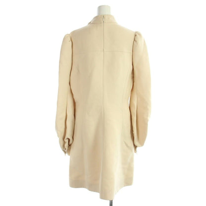 Louis Vuitton Dress Ruffle Calfskin Length Long Sleeve Pleats Ruffles 42 Beige — view 3